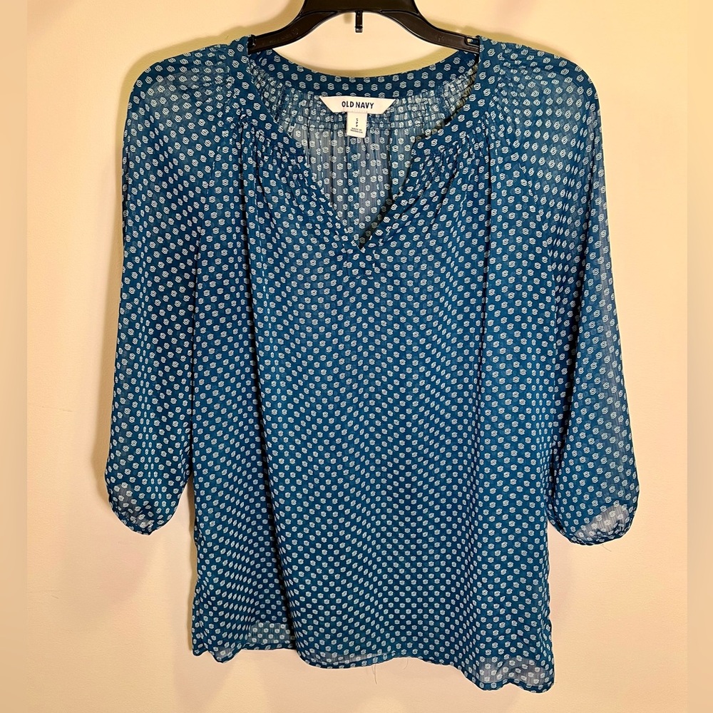 Old Navy Turquoise sheer blouse